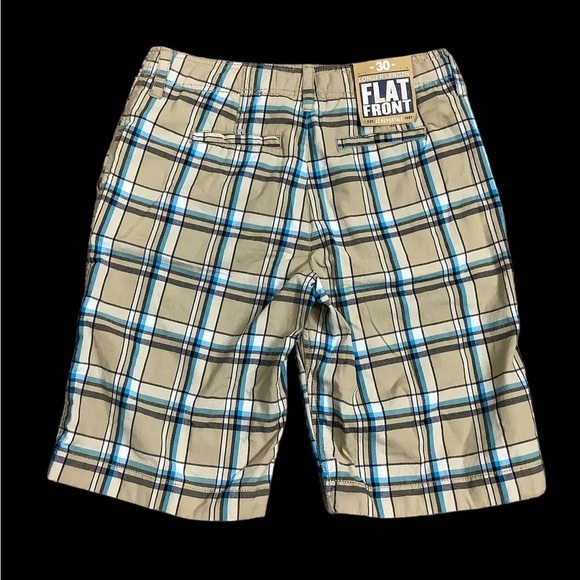Men’s AEROPOSTALE 30 Small Shorts Chino Khakis Longer Length Plaid Khaki NWT - Picture 4 of 10